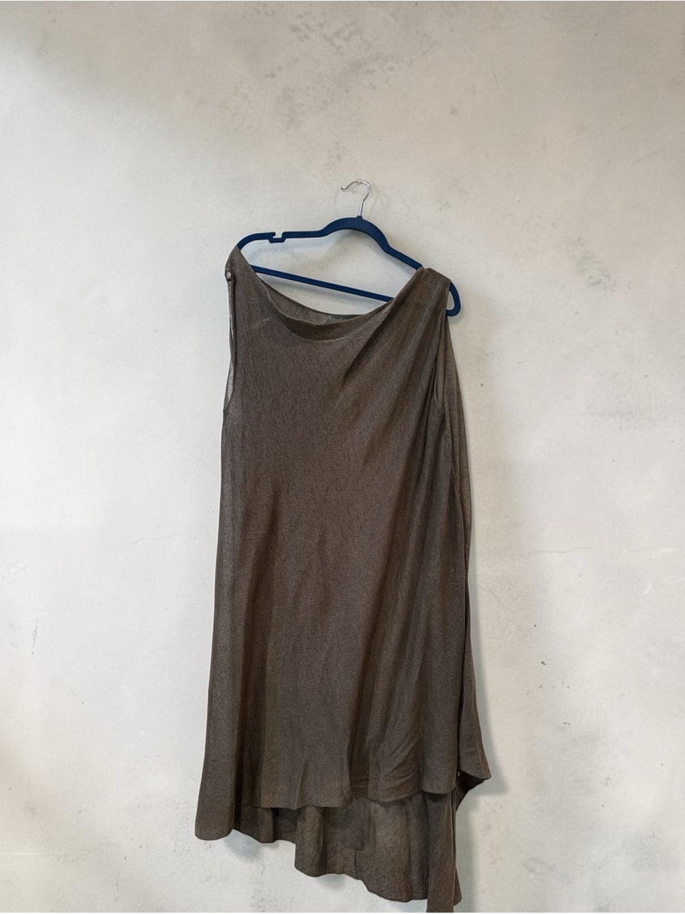 Maya Negri Asymmetrical Sheer Metallic Draped Dress Tunic Artsy OS
